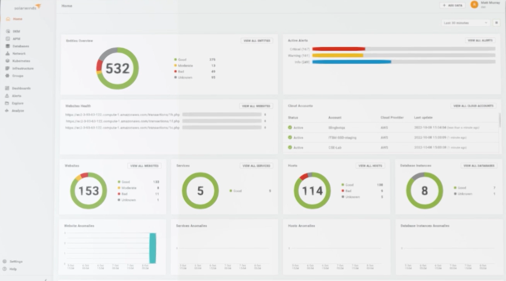 screenshot of SolarWinds Observability